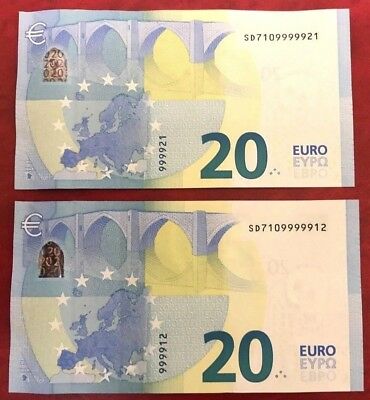 BANCONOTA 5 EURO con 5 numeri seriali uguali